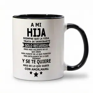 1pc, ' A MI Hija ' Inspirational Ceramic Coffee 11oz Mug - to My Daughter Mug, Reusable, Perfect Summer Winter Drinkware Gift, Safe & Comfortable Grip, Room Decor, Home Decor, Party Gift, Birthday Gift, Holiday Gifts Mother Tumbler Spanish Love Phrase mug