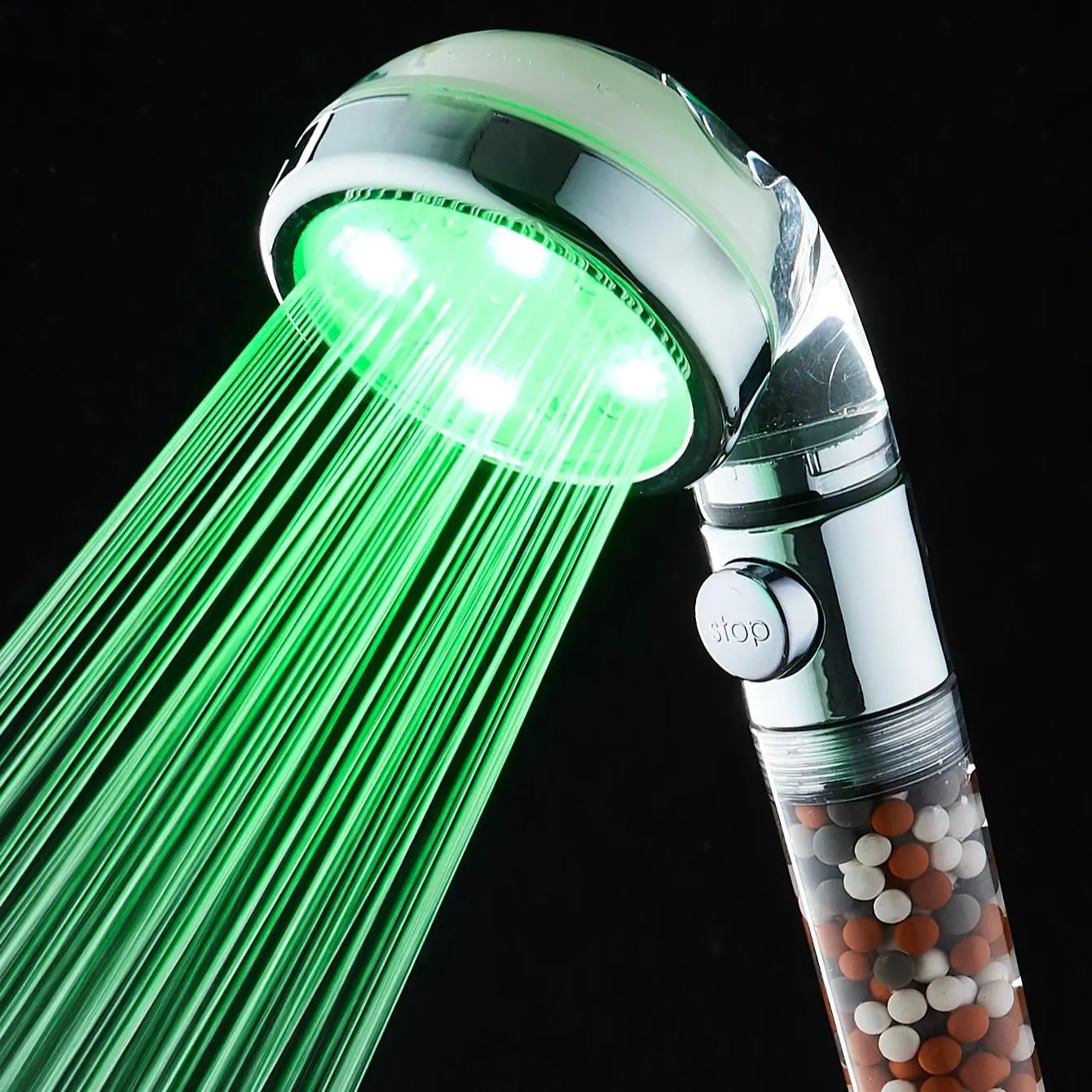 1 Piece Color-changing Rain Shower Head, Negative Ion Stone Filter Rainfall Showerhead, Bathroom Shower Head, Shower Equipment, Showerhead