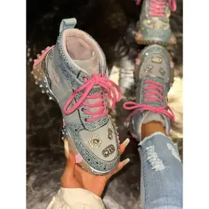 Sweet Cool Girl Fashion Shoes, Sparkling Dazzle Like Falling Starry Sky, Fluorescent Laces, Vintage Accessories, All Seasons