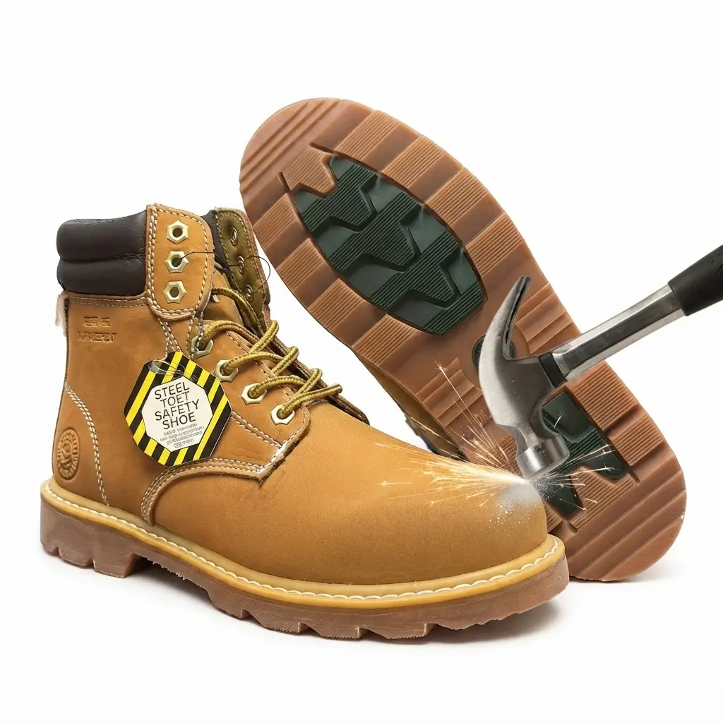 JACATA 8605 Men’s Closed Steel Toe Safety Boots - Work & Safety Footwear with Non-Slip Rubber Sole, Water Resistant, Injury Prevention for Factory Workers, Steel Safety Shoes, Warehouses