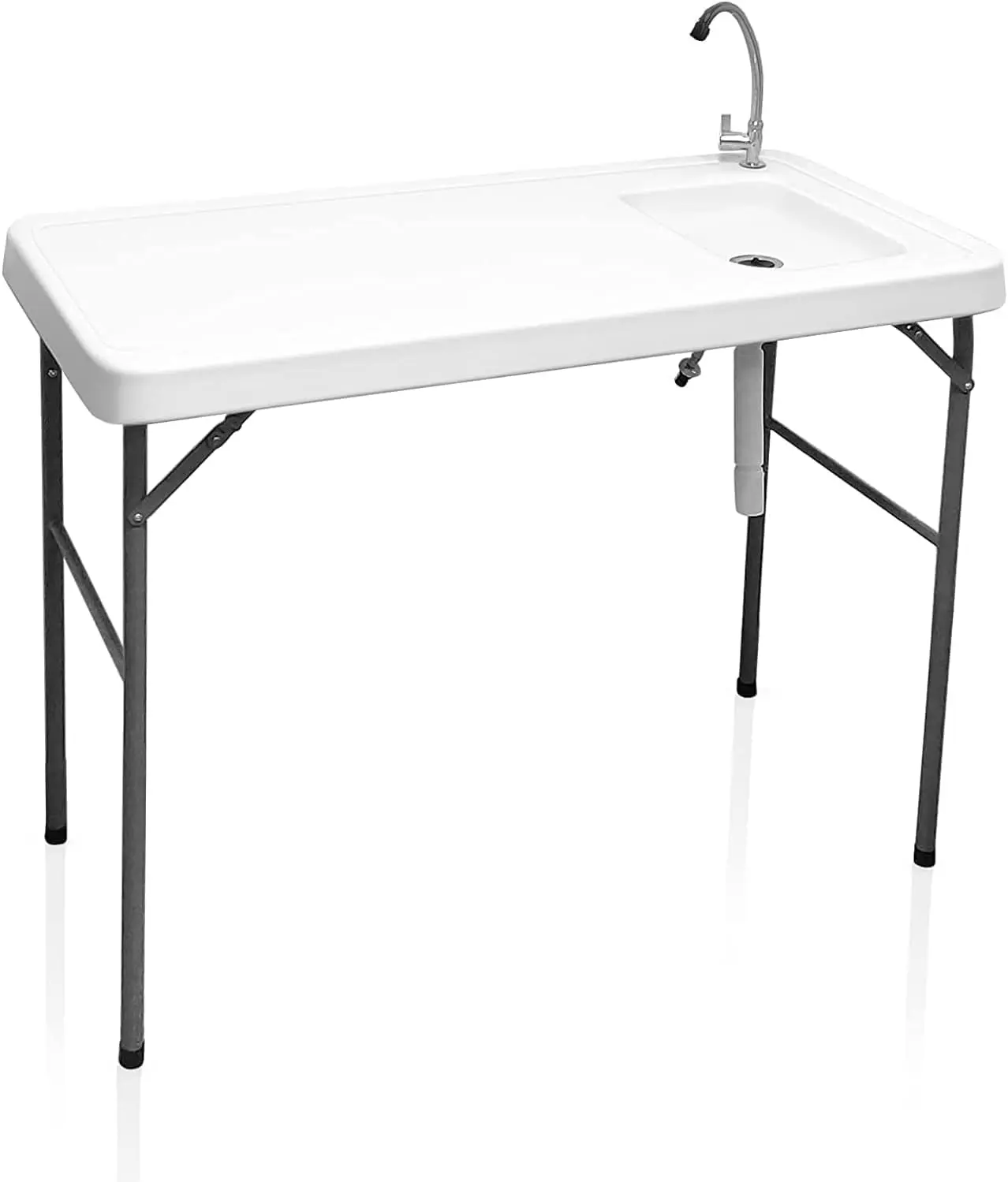 Fish Cleaning Table with Sink and Faucet, Folding Camping Sink Table for Dock Beach Patio Picnic
