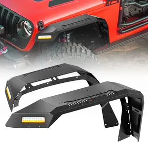 Nilight 2018 2019 2020 2021 2022 2023 2024 2025 Jeep Wrangler JL & JLU Unlimited 2/4Doors (No fit 2020+ Gladiator JT) Wide Flat Front Fender Flares w/LED Lights Turn Signal Lights DRL