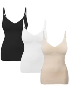 1/2/3 Pcs Womens Tummy Control Shapewear Tank Tops Seamless V-Neck Compression Tank Tops Body Shaper Camisole Underwear