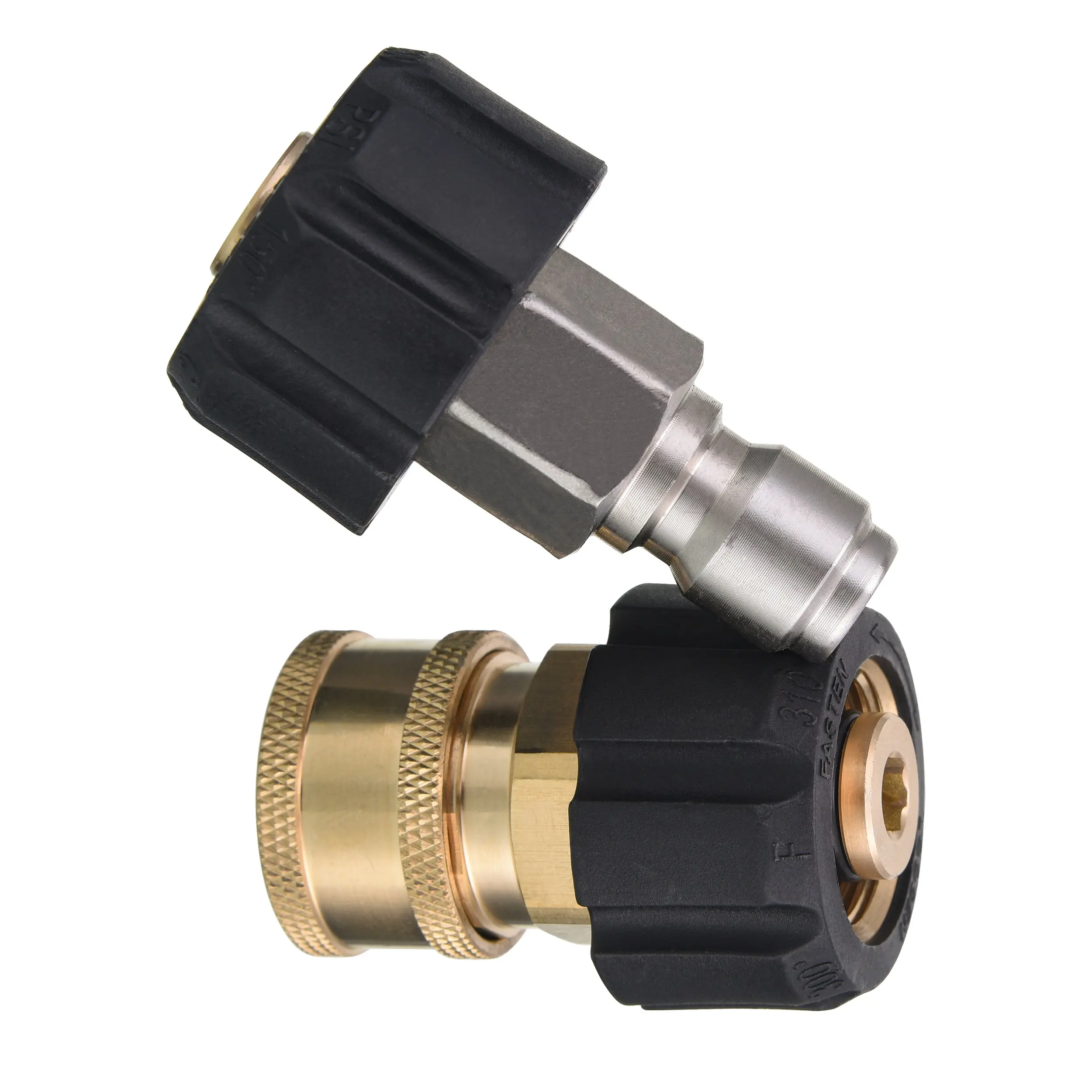 JOEJET Stainless Steel Pressure Washer Quick Connect Couplers 1 Set - M22 14mm Female Port, 3/8-in Male Plug, Easy Connection, Max 5000 PSI, Secure Fit, Enhanced Functionality, Compatible with High Pressure Hose, Power Washer Spray Lances