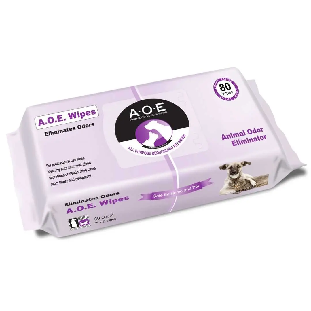 Animal Odor Eliminator Cat and Dog Wipes (80 Wipes) - All Purpose Deodorizing Pet Wipes for Pet, Kennels, Cages – Dog and Cat Deodorizing Wipes