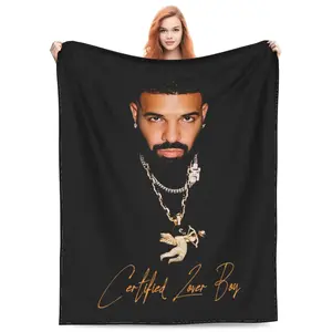 Drakes Music Singer Music Fan Blanket Soft Flannel Blanket for Sofa Bed Warm Lightweight for Boys Girls Adults 50 Inch X 40 Inch