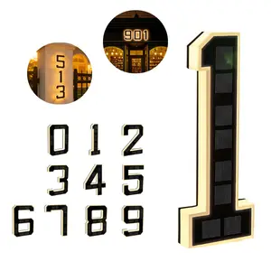 Solar Lighted 9 Inch House Numbers for Outside, Waterproof LED Address Numbers Signs , 5 Inch House Numbers Light,Modern Farmhouse Illuminated Sign Decor illuminate exterior modern house number diy personalisation Signage Personalized Plaque door
