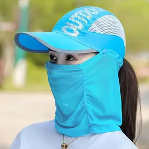 2pcs/Set Unisex Outdoor Sun Hat & Face Cover - Wide Brim Sun Shade Design, Lightweight Breathable Fabric with Mesh Panels, Quick-Dry Material for Fishing, Hiking & Summer Adventures