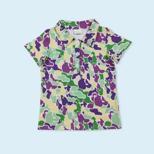 Camouflage kids boys Mardi Gras polo shirt top