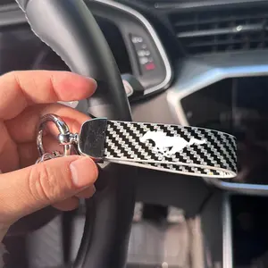 Ford Mustang Keychain, Car Key Accessory, Carbon Fiber Material, Multiple Colors Available, Compatible with All Keys, Luxurious Design