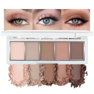 Matte Nude Eyeshadow Palette – 5-Color Neutral Peach Brown & Taupe Eye Shadow, High Pigment Blendable Long-Lasting Soft Nude Makeup Palette for Daily Natural Looks, Mature Eyes, Blue Green Brown Eyes