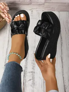 New Fashion Thick Sole Wedge Sandals for Women Summer Outdoor High Heel Slip-On Platform Shoes, Anti-Slip Rubber Sole