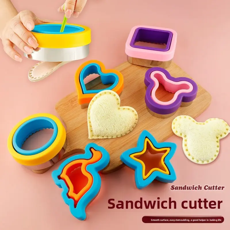 Upgrade Sandwich and Cookie Mold Set, Mickey, Dinosaur, Star Shapes, Bento Box Food Tool, Toast Mold, Cartoon Vegetable Fruit Cutter, Baking Utensils, Baking Tools, Baking Accessories, Multi-Color Options
