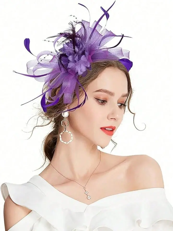 1pc Purple Fascinator Hats For Women, Suitable For Tea Party, Racing Event, Birthday Party, Beach Party