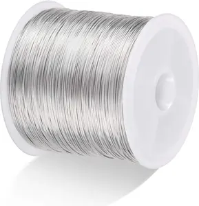 MIKIMIQI 328Ft Jewelry Wire - 26 Gauge Tarnish Resistant Copper Beading Wire for Jewelry Making, 0.4Mm X 100M (Silver Color)