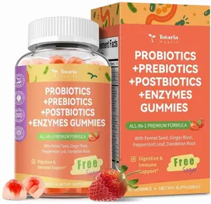 Sugar Free 5-in-1 Probiotic Prebiotic Postbiotic Gummy, 36 Strains Probiotics for Women Men with Digestive Enzymes, Peppermint, Complete Immune, Gut & Digestive Support, Vegan, 60 Counts
