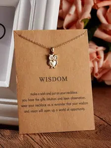 Dainty Gold Owl Necklace with Wisdom Card - Meaningful Animal Pendant Gift for Women