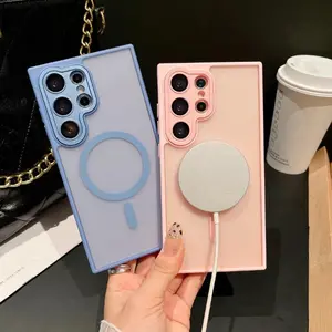 JTL Fashion Translucent Magnetic Matte Case for Samsung Galaxy S25 S24 S23 Ultra S24 FE for Magsafe Wireless Charge Shockproof Cover