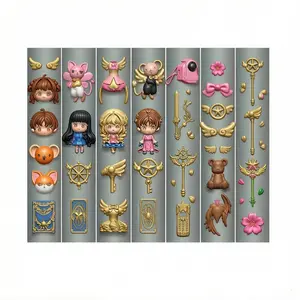 DIY Nail Art Silicone Mold, Transparent Fimo Stamp Plates with Cute Cartoon Girl, Bow & Wing Designs for Manicure Decoration