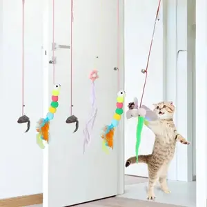 Random Color Cat Toy Swing Sticky Disc Elastic Hanging Door Teasing Cat Rope Long Rope Teasing Cat Cat Toy Cat Accessories