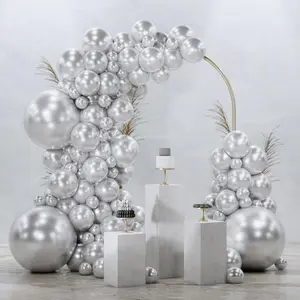 PartyWoo Silver Balloons 128 pcs Different Sizes of 18 12 10 5 Inch Silver Balloon Arch Kit Garland for Birthday Graduation Bachelorette Engagement Bridal Shower Wedding Party Decorations Silver-G102