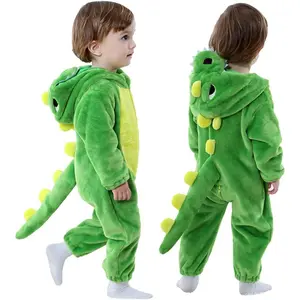 P-CPA03   Toddler Infant Dinosaur Costume Flannel Hooded Onesies Soft Animal Romper Outfits Gift