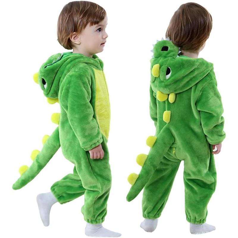 P-CPA03   Toddler Infant Dinosaur Costume Flannel Hooded Onesies Soft Animal Romper Outfits Gift