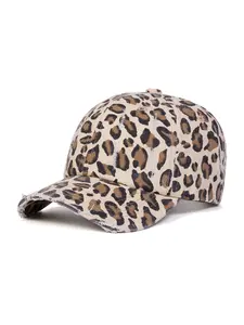 Unisex Leopard Print Baseball Cap, Adjustable Fitted Sun Hat for Outdoor Travel Beach Vacation, Casual Woven Fabric Design, Animal Print Snapback, Trendy Hat