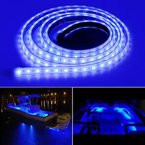 Submersible Boat LED Strip Lights, 12V 6FT IP68 Waterproof Underwater Boat Lights, Boat Interior Deck Courtesy Lighting for Night Fishing Pontoon Kayak, Blue