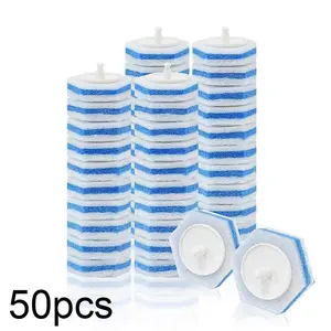 Toilet Bowl Wand Refills, 50pcs Disposable Toilet Brush Heads, Wall Mounted Toilet Scrubber Refill, Toilet Cleaner Refill Pads, Durable Cleaning Supplies for Bathroom Cleaning