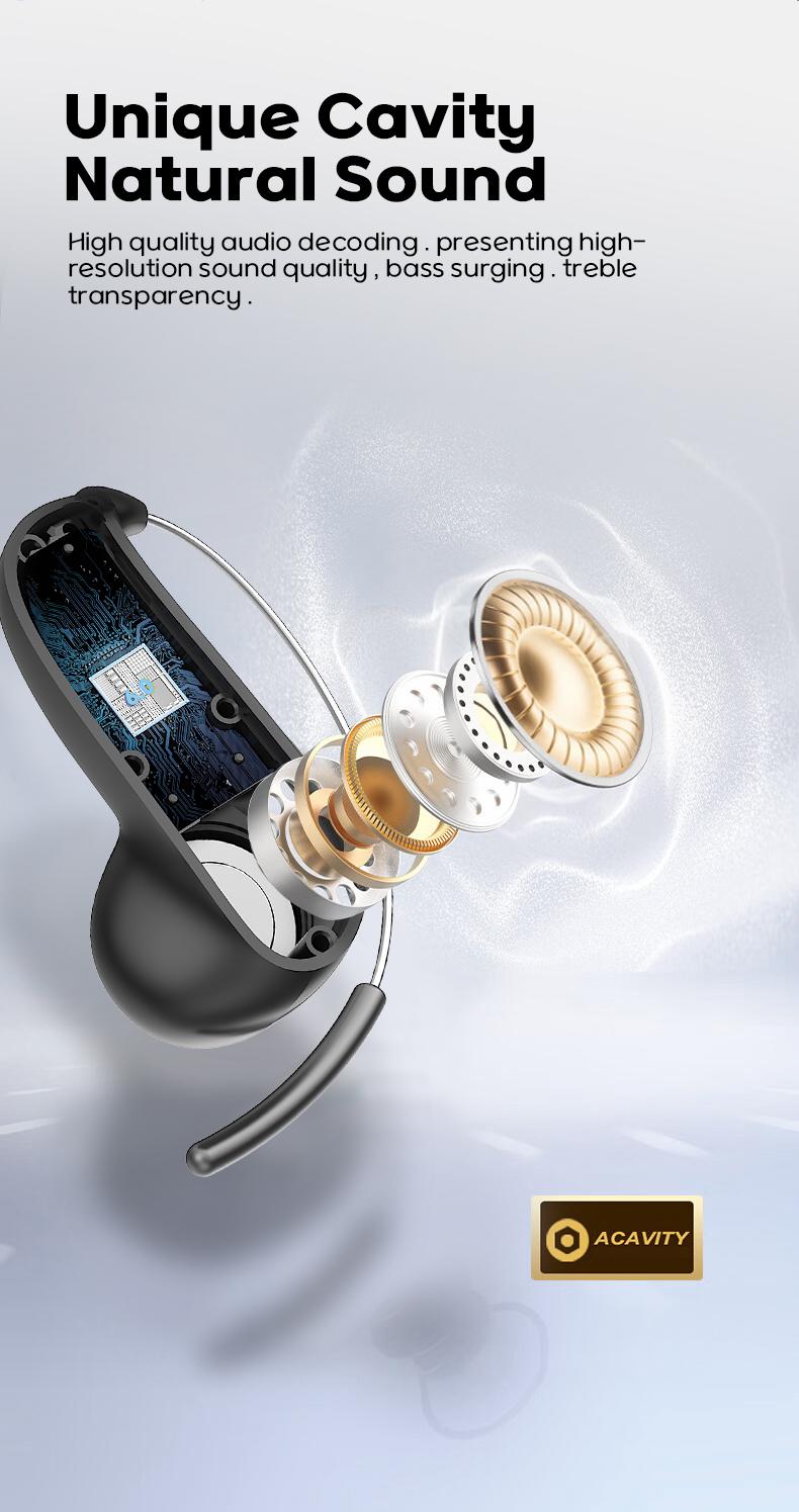 MINISO Wireless EarBuds - Bluetooth Headphones with Zero‑Gravity Titanium Ear‑Hook Design, Noise Isolation, Wireless Earbuds Headset Bluetooth 6.0, IPX5 Waterproof & Sweatproof, Ideal for Travel & Electronic Gifts for Men and Women