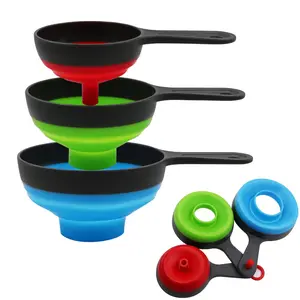 Canning Funnel for Wide and Regular Jars,Wide Mouth Funnels Sets of 3, Large for Mason Jar, Food Grade Collapsible Silicone Kitchen Accessories for Transfer Jam, Juice, Spices and Oil