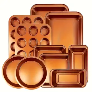 10-Piece Dual-Color Non-Stick Bakeware Set Dishwasher & Oven Safe with Cooling Rack for Versatile Baking Needs