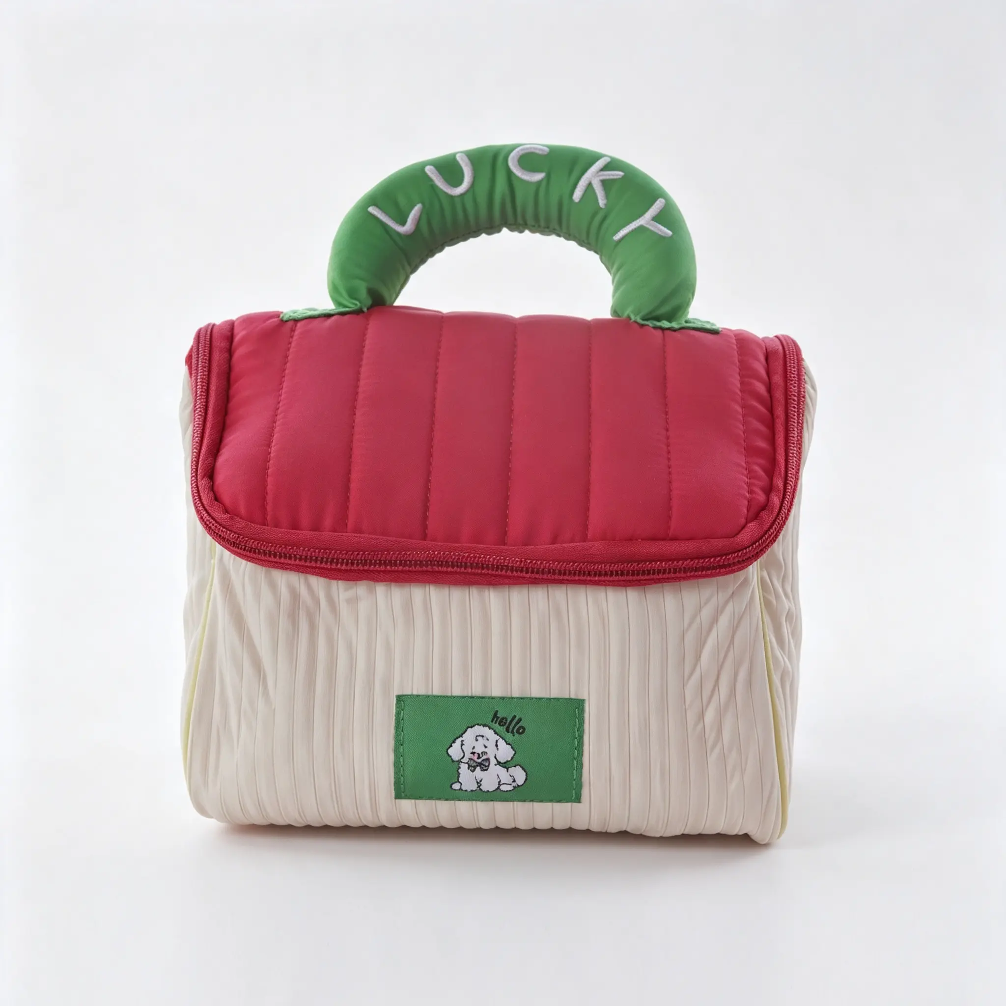 Puffy Makeup Bag ,Cute House Shaped Makeup Bag with Handle,Wide Opening & Multi-Purpose Pouch for Women