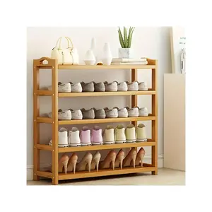 A1pc Bamboo Wooden Shoe Rack Home Floor Standing Simple Shoe Rack Multi-Layer Shelf Dormitory Entry Space Saving Storage Small Shoe Cabinet