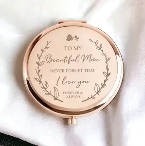 Personalized Mother's Gift, Unique Mom Gifts from Daughter Son, Sentimental Mothers Day Birthday Gifts for Mother, Engraved Compact Mirror