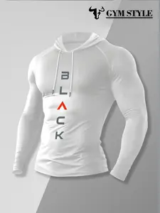Men's Casual Hooded Long Sleeve Round Neck T-Shirt, Fall & Winter Fitted Kint Fabric, Moderate Thick Style for Daily Wear