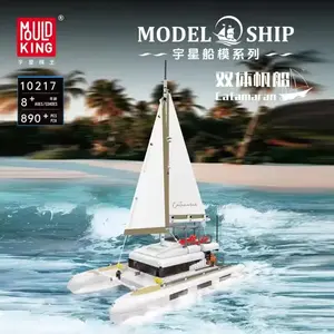 Double Hull Sailboat Mould King 10217 Catamaran Building Kits Educational Brick 890PCS Boat Model for Adults Halloween Gifts