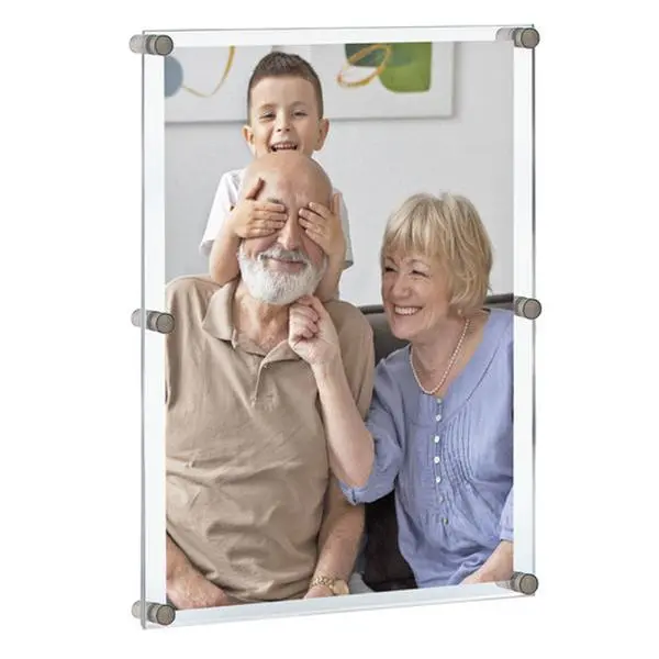 Azar Displays Floating Acrylic Wall Frame with Silver Stand Off Caps: 24" x 36" Graphic Size, Overall Frame Size: 28" x 40"