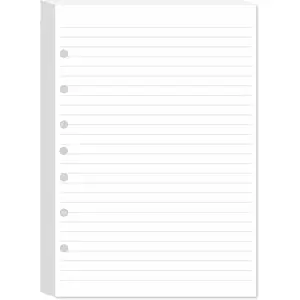 7-Hole Lined Filler Paper, 100 Sheets Pack, College Ruled, 5-1/2" x 8-1/2" White Refill for Mini Binders