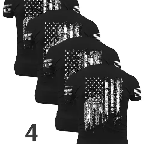 Men's Flag Print Round Neck Tee, Regular Fit Casual Short Sleeve Crew Neck T-Shirt for Summer, Men's Top for Daily Wear Clothes