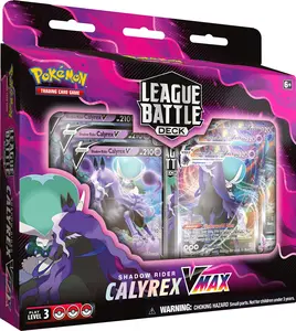 Pokémon TCG: Shadow Rider Calyrex VMAX League Battle Deck (60 Cards Ready to Play Deck, 3 Foil V Cards & 3 Foil VMAX Cards)