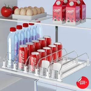 Drink Organizer for Fridge, Soda Can Dispenser for Refrigerator, Automatic Drink Dispenser for Fridge (2 Rows / 3 Rows / 5 Rows)