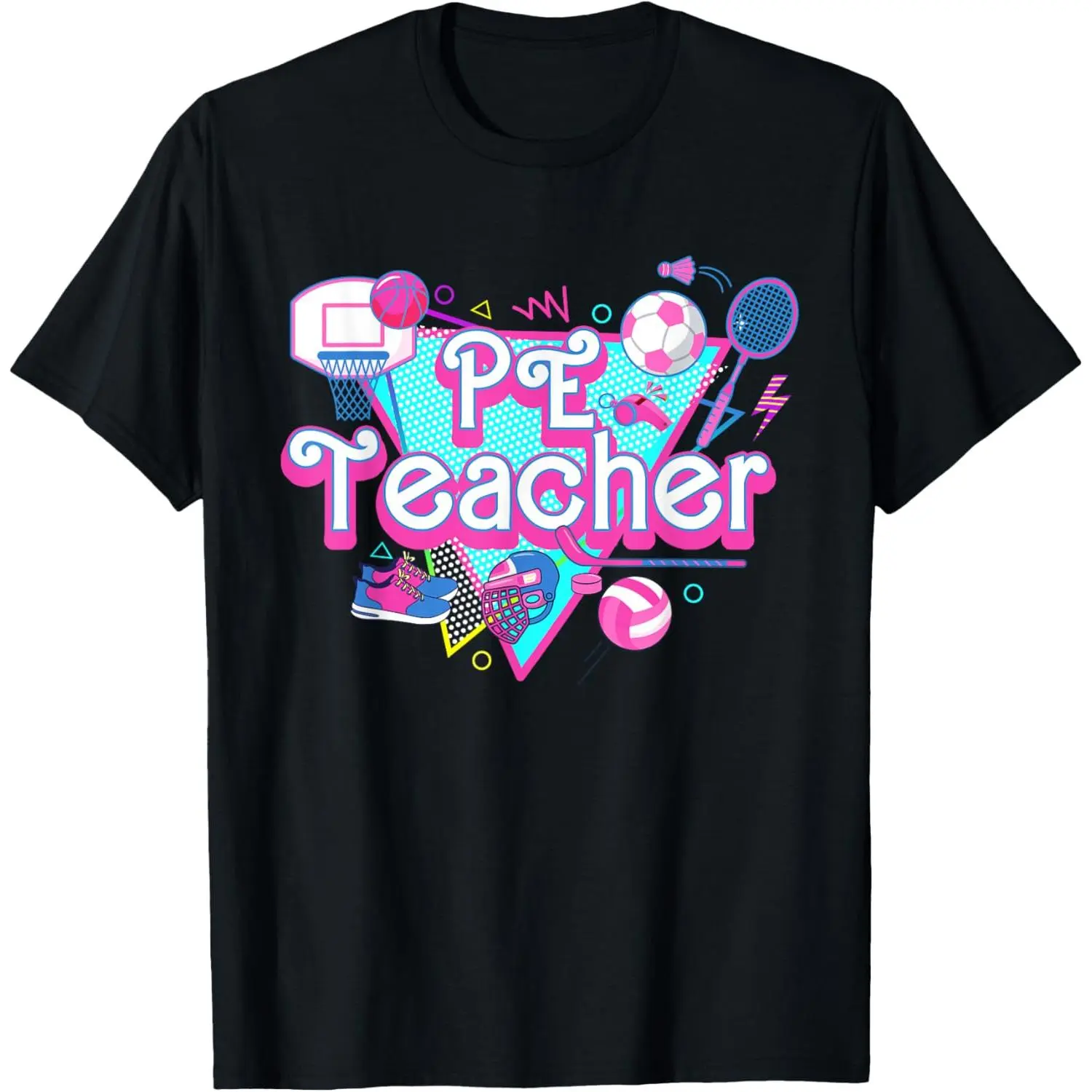 Men's PE Teacher Graphic T-Shirt - Menswear Short-Sleeve Cotton Fabric Top, Natural Soft Breathable Casual Tshirt for Daily & Workout Wear