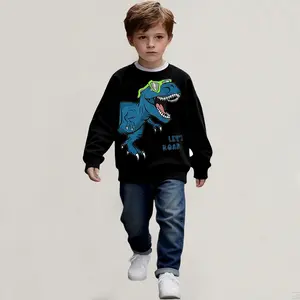 Boys' pullover sweatshirt, crew neck, 100% cotton long-sleeved sweatshirt, a versatile piece for ages 2-14.