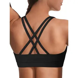 Sports Bras for Women High Support Large Bust, High Impact Yoga Wireless Padded Bras, Low Back Athletic Workout Strappy Racerback Sports Bra