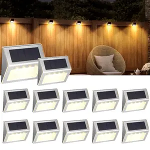 【2025 New】Solar Step Lights, 6/12 Pack Solar Stair Lights, Outdoor Fence Lighting, Solar Powered Deck Lights Waterproof 4 LEDs for Stairway Patio Porch Pathway Walkway Garden (Warm White)