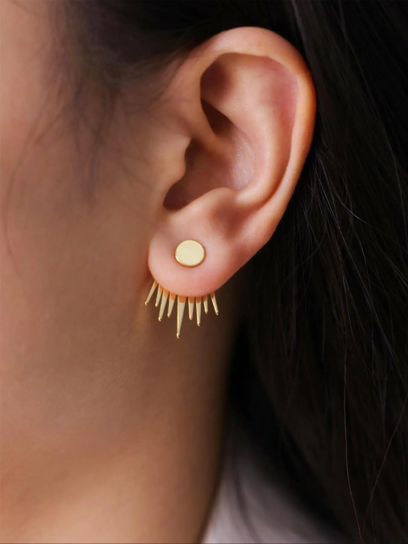 Irregular Geometric Design Ear Jacket Earrings, Earrings Studs, Fashionable Ear Jewelry for Women, Trendy All-match & Exquisite Jewelry for Birthday Gift, Stud Earring Jewelry