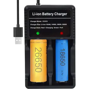 26650 Battery Charger 2-Bay Fast Charging for 18650 26650 14500 3.7 4.2V Rechargeable Lithium Batteries - Not Battery