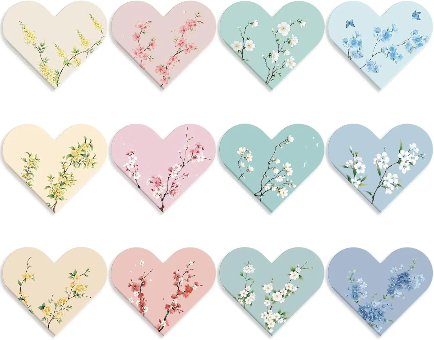12-Count Elegant Flower Heart Thin Corner Bookmarks, Sturdy White-Coated Paper Assorted Floral Corner Clip Bookmarks, Essential Office & School Stationery, Aesthetic Gifts for Book Lovers for Bibles, Novels, Cookbooks